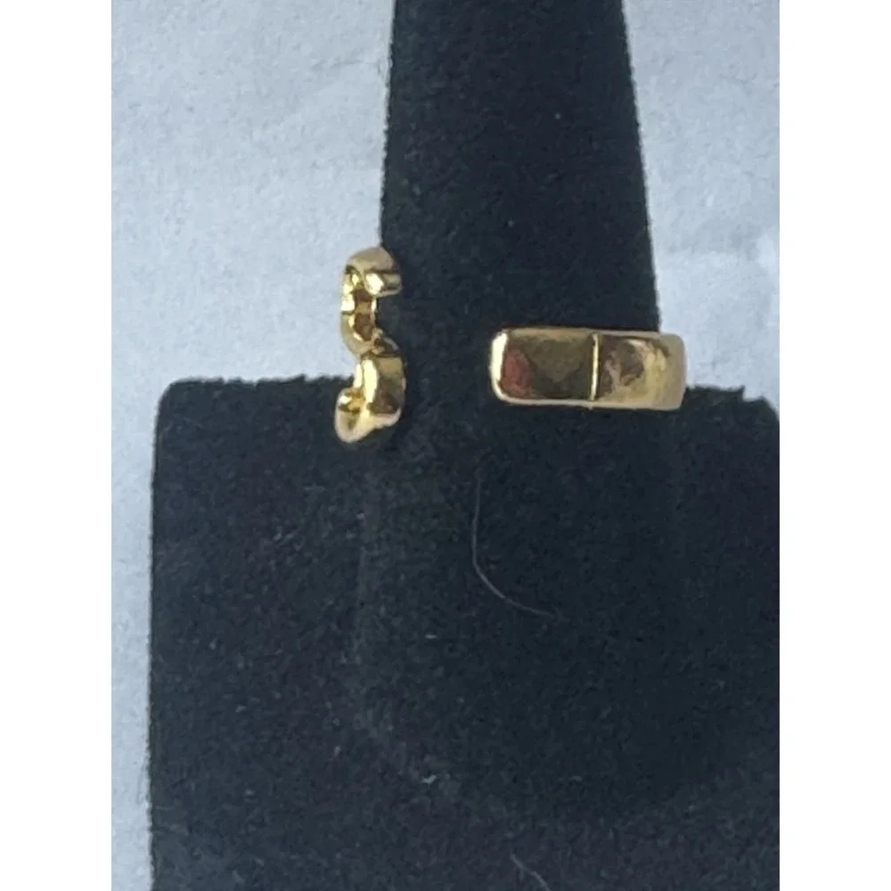 Gold Tone Letter S Adjustable Open Band Ring Metal 6mm Size 7 No Stone